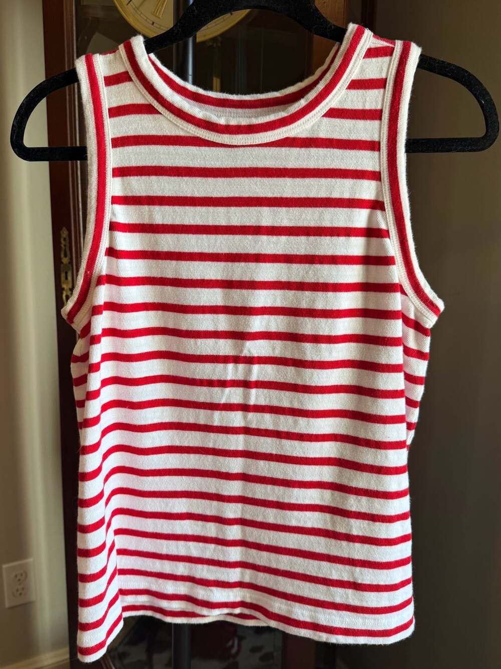 Loft Striped Ribbed Tank Top Red White